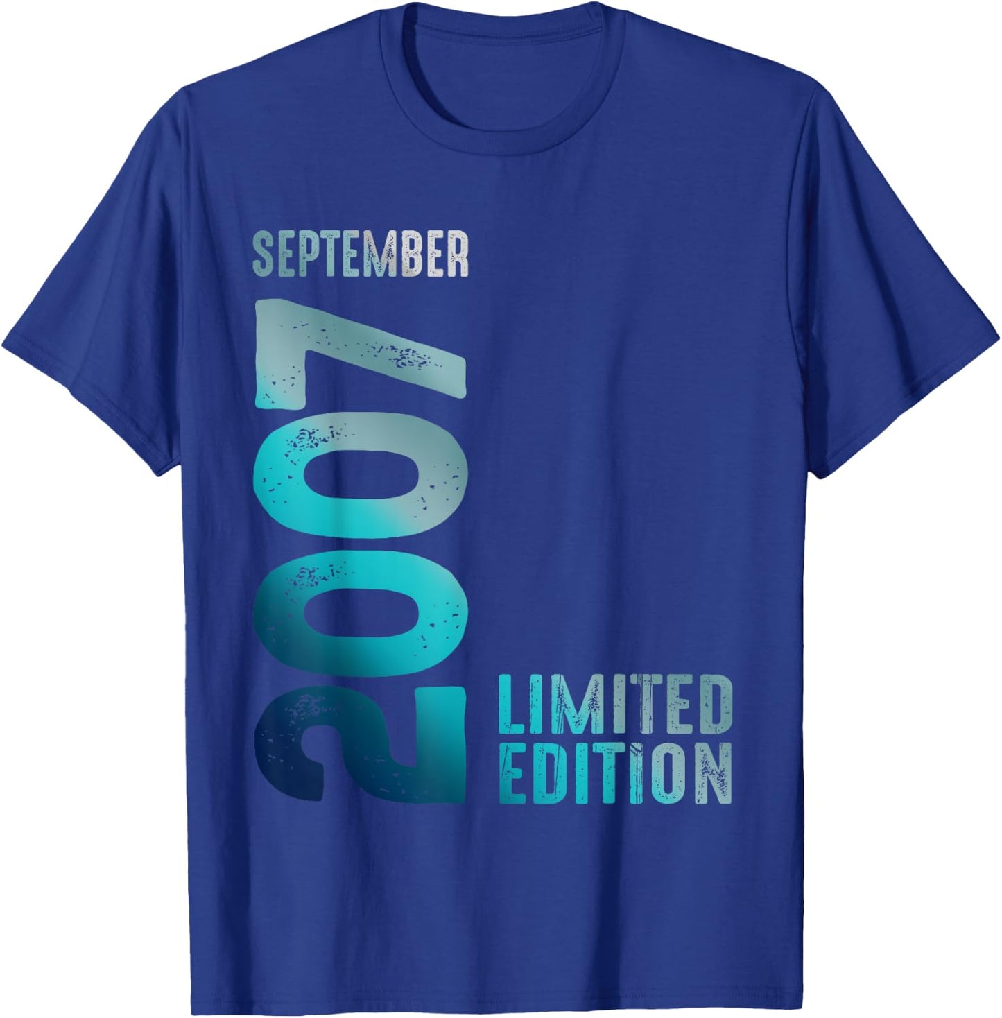 September 2007 Year 2007 Birthday Limited Edition T-Shirt - T-Shirt | Royal