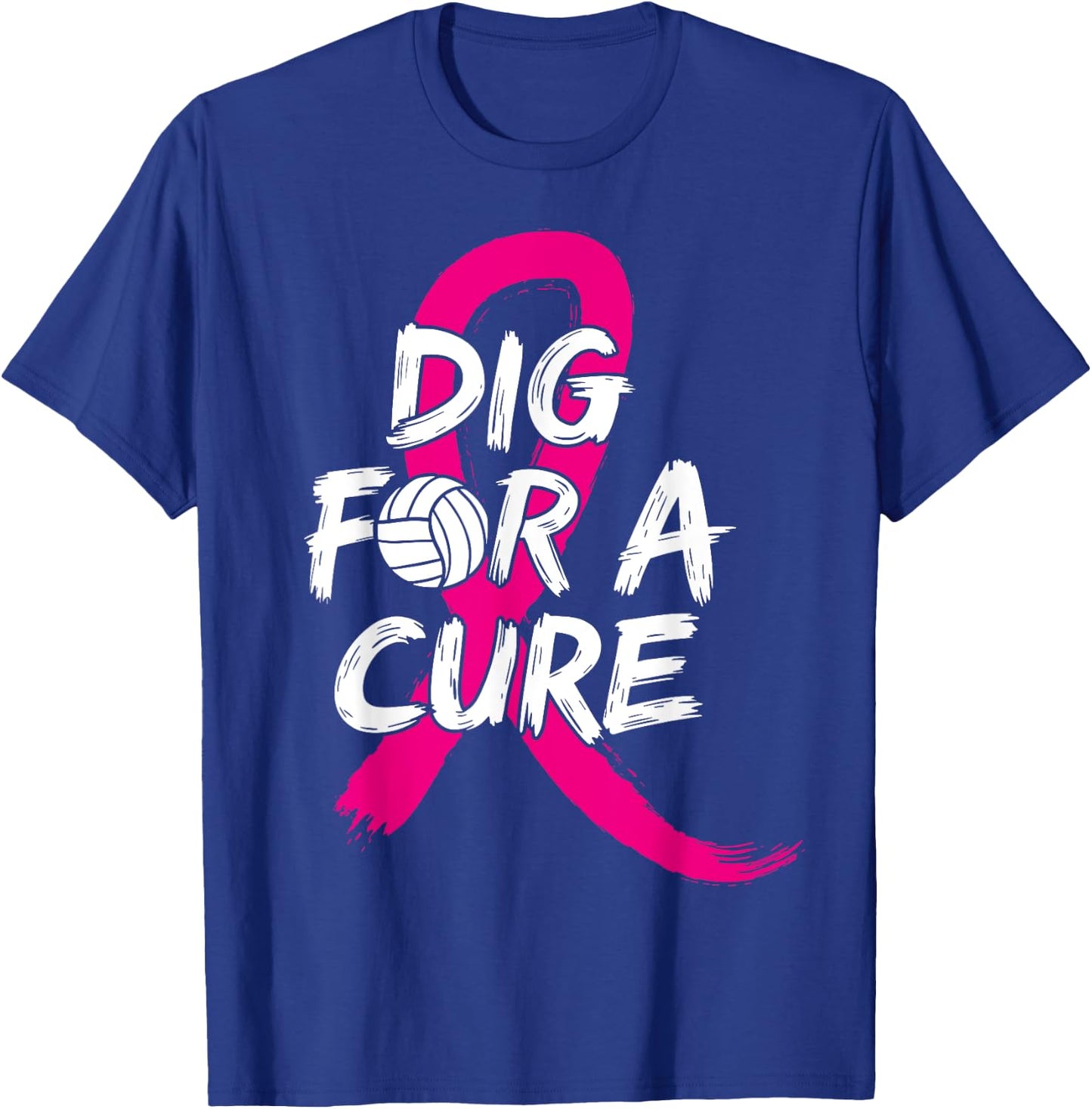 Dig For A Cure Breast Cancer Awareness Volleyball Pink T-Shirt - T-Shirt | Royal