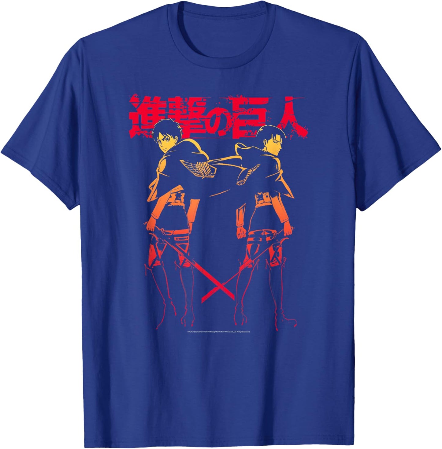 Attack on Titan Levi & Eren Gradient with Japanese Anime T-Shirt - T-Shirt | Royal
