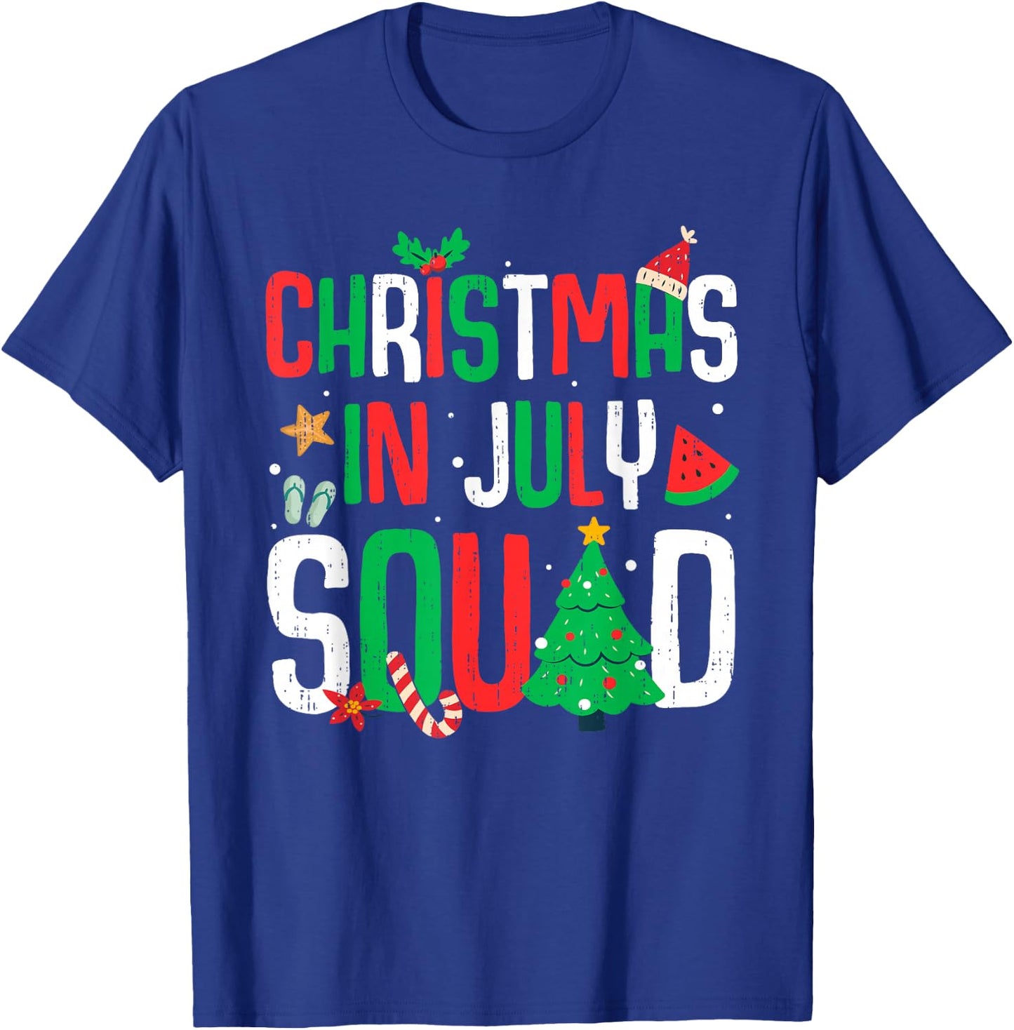 Christmas In July Squad Funny Summer Beach Vacation Xmas T-Shirt - T-Shirt | Royal