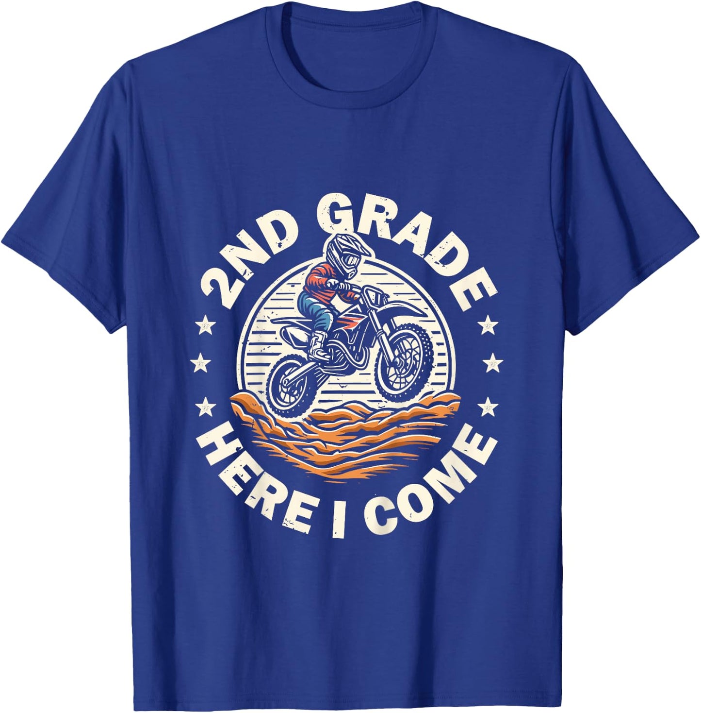 Back To School 2nd Grade Here I Come Motocross Dirt Bike T-Shirt - T-Shirt | Royal