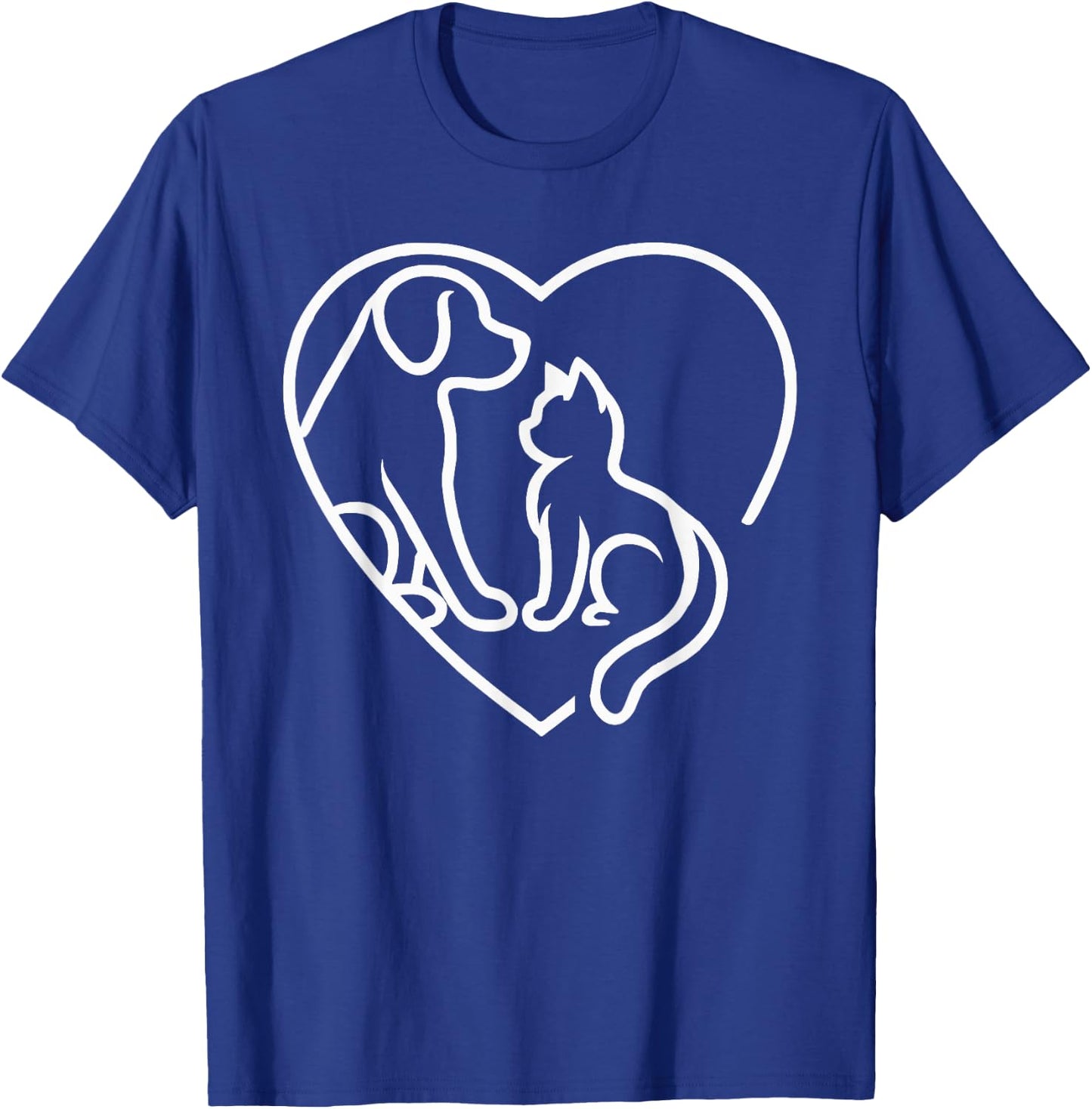 Dog Puppy and Baby Cat Heart - Animal Dog & Cat Heart T-Shirt - T-Shirt | Royal