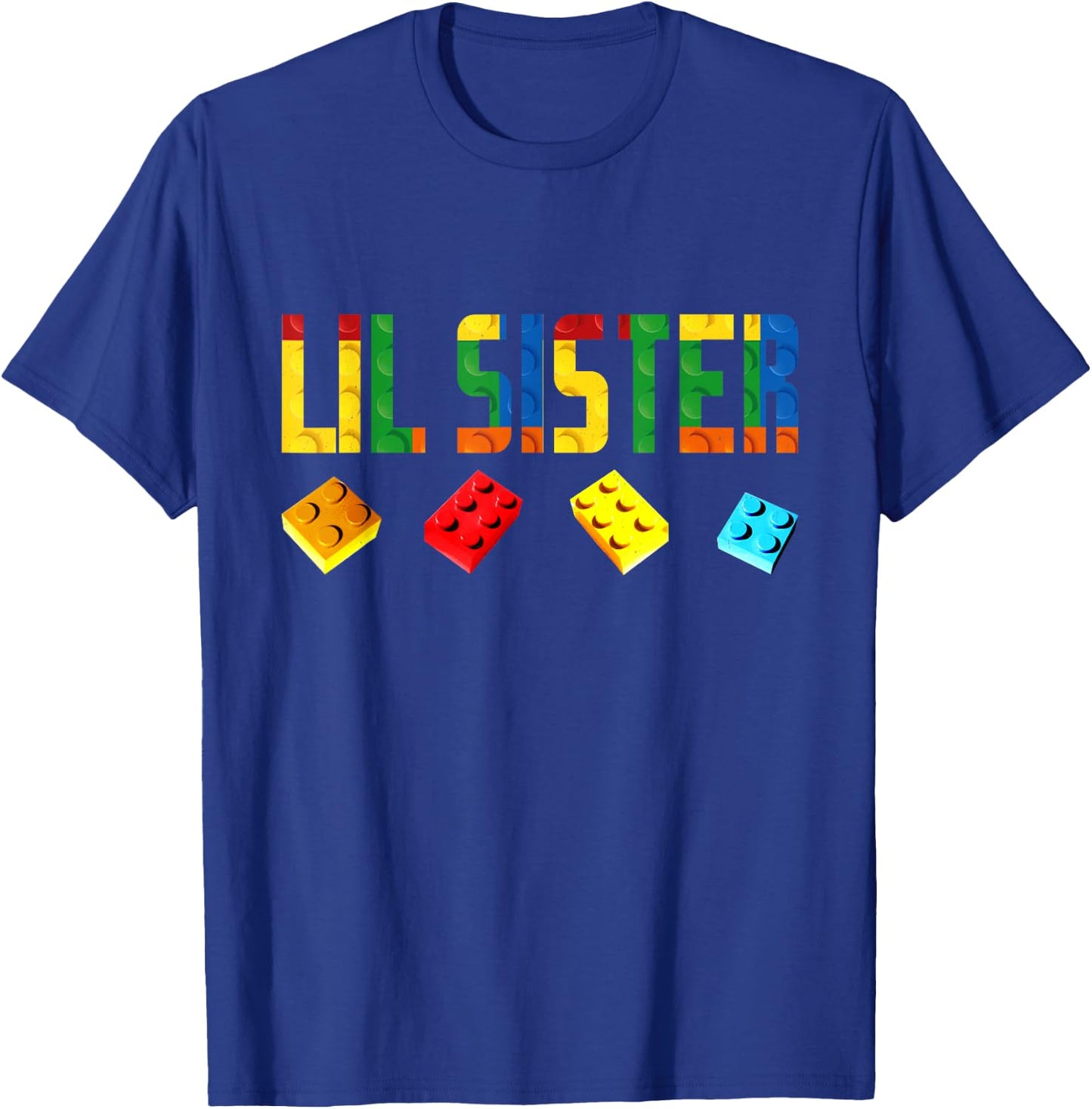 Lil Sister Master Builder Building Blocks Birthday Family T-Shirt - T-Shirt | Royal