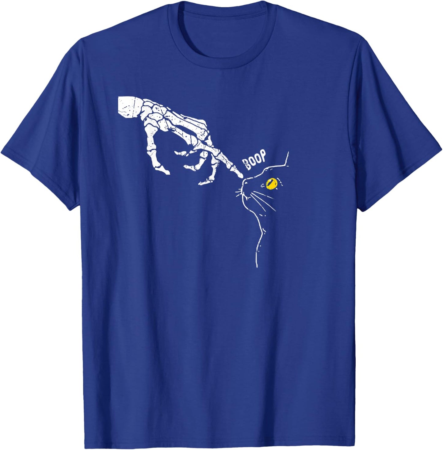 Cat Black Lover Skeleton Hand Boop Funny Halloween 2024 T-Shirt - T-Shirt | Royal