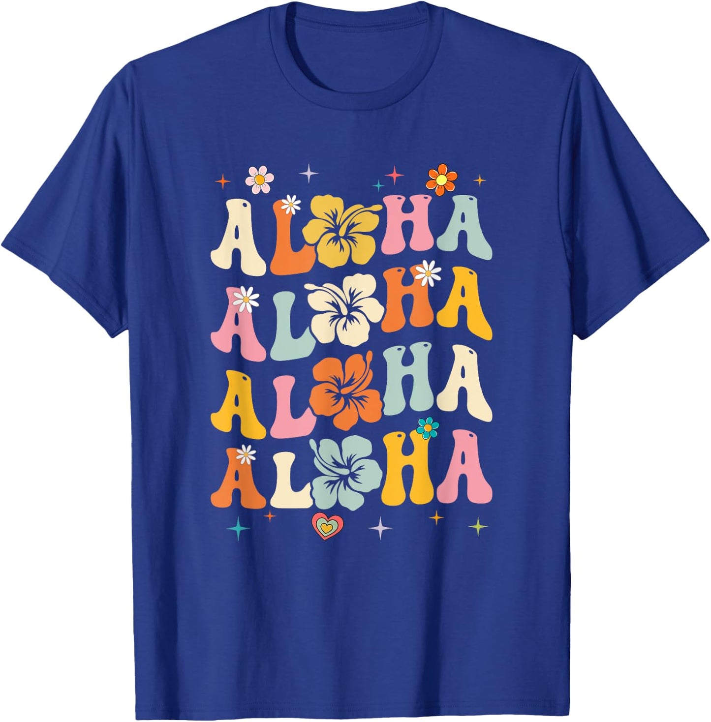 Aloha Women Hawaii Family Vacation Trip Girls Summer Groovy T-Shirt - T-Shirt | Royal