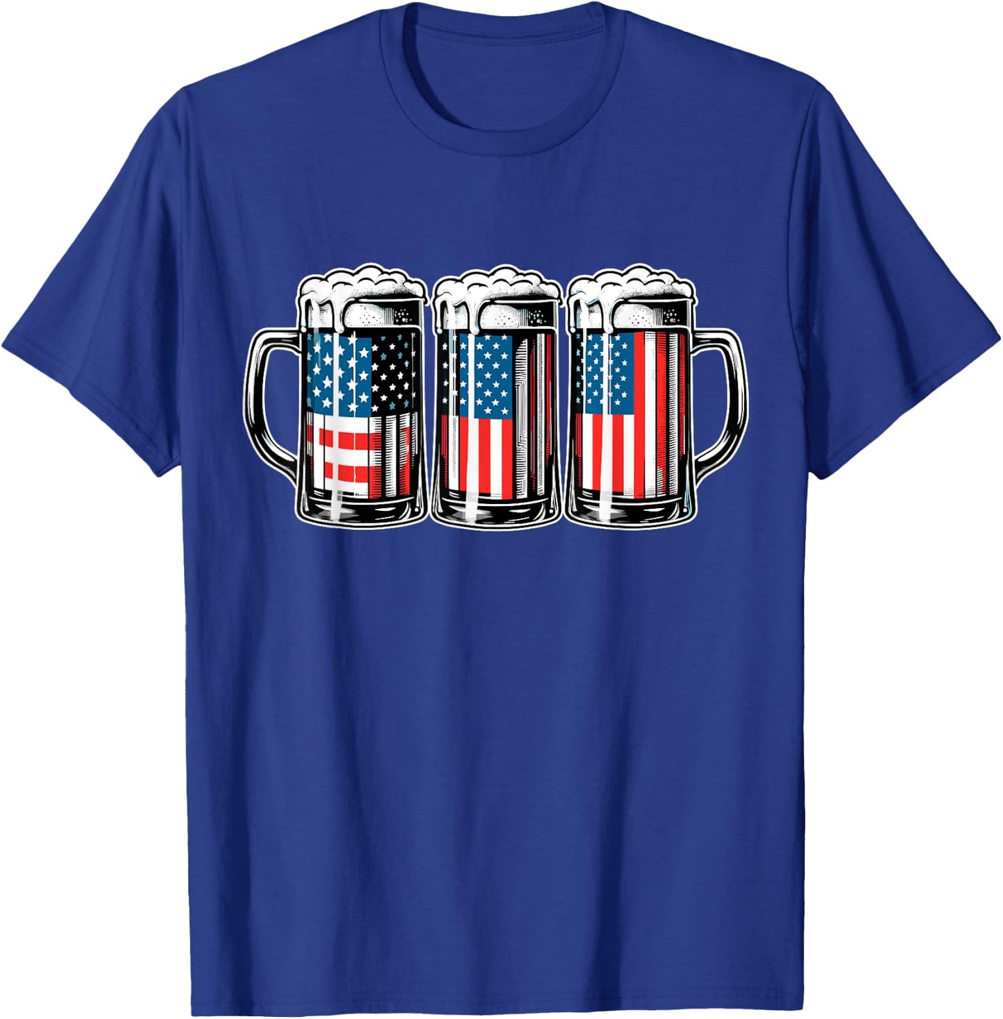 Beer American Flag 4th of July Men Merica Drinking USA T-Shirt - T-Shirt | Royal