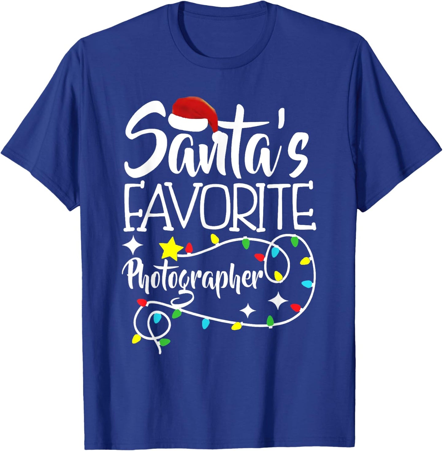 Santa's Favorite Photographer Christmas lights Santa Gifts T-Shirt - T-Shirt | Royal