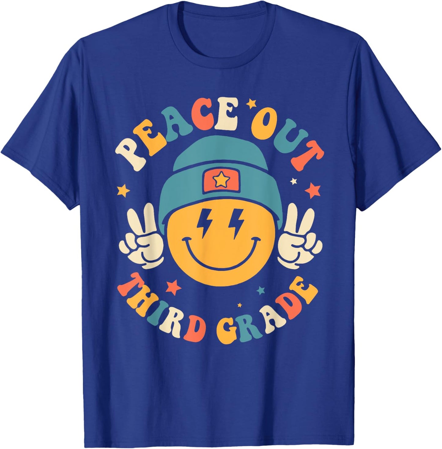 Peace Out Third Grade Happy Last Day Of School Teacher T-Shirt - T-Shirt | Royal