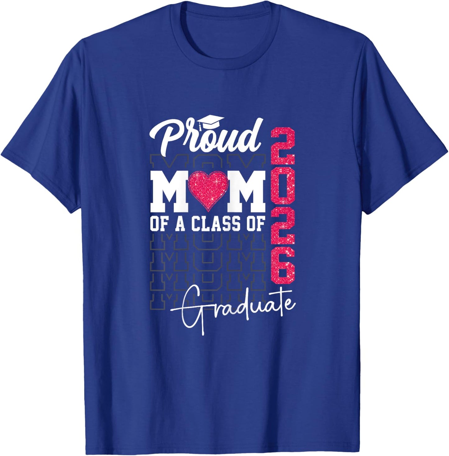 Proud Mom of a Class of 2026 Graduate Retro Senior Mom 2026 T-Shirt - T-Shirt | Royal