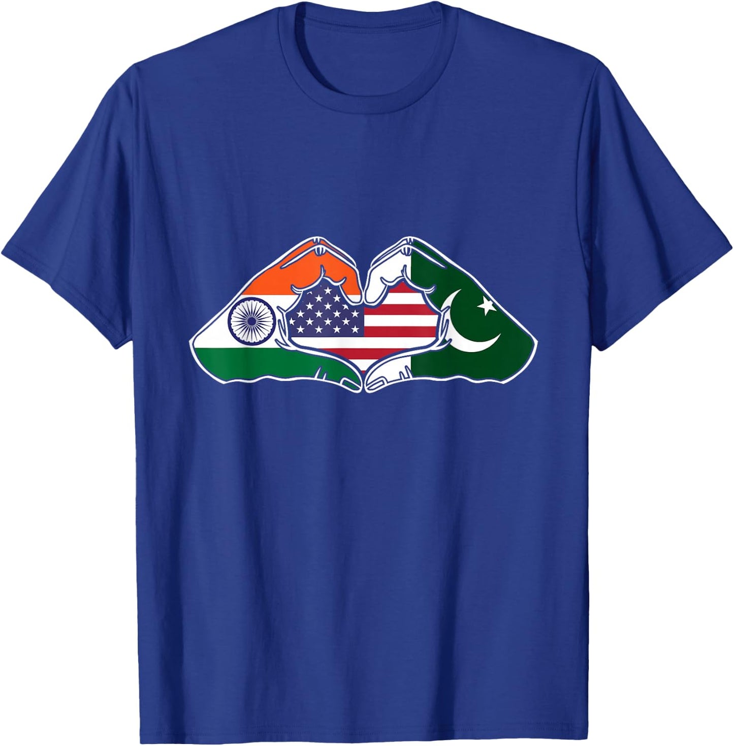 Heart hands India, Pakistan and the USA T-Shirt - T-Shirt | Royal