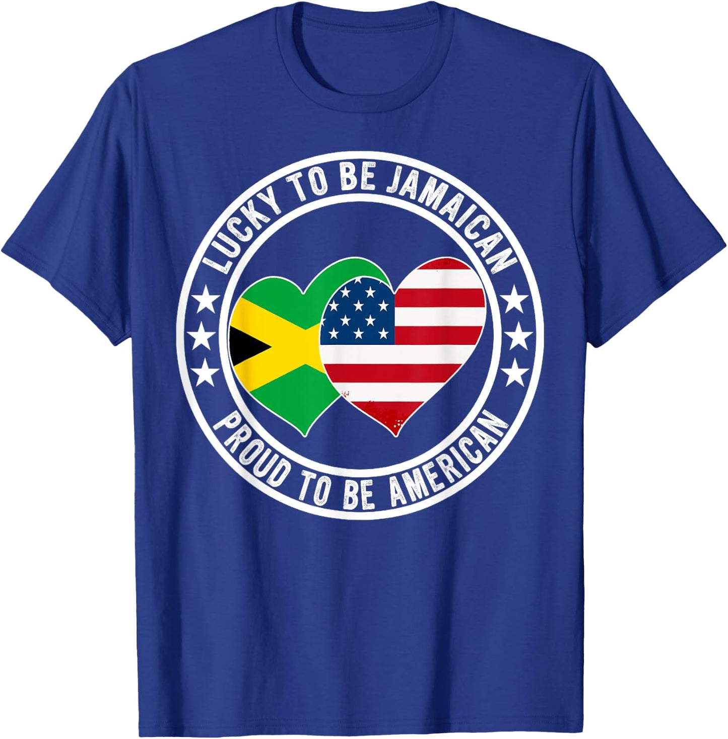 Lucky To Be Jamaican Proud To Be American Jamaica US Flag T-Shirt - T-Shirt | Royal