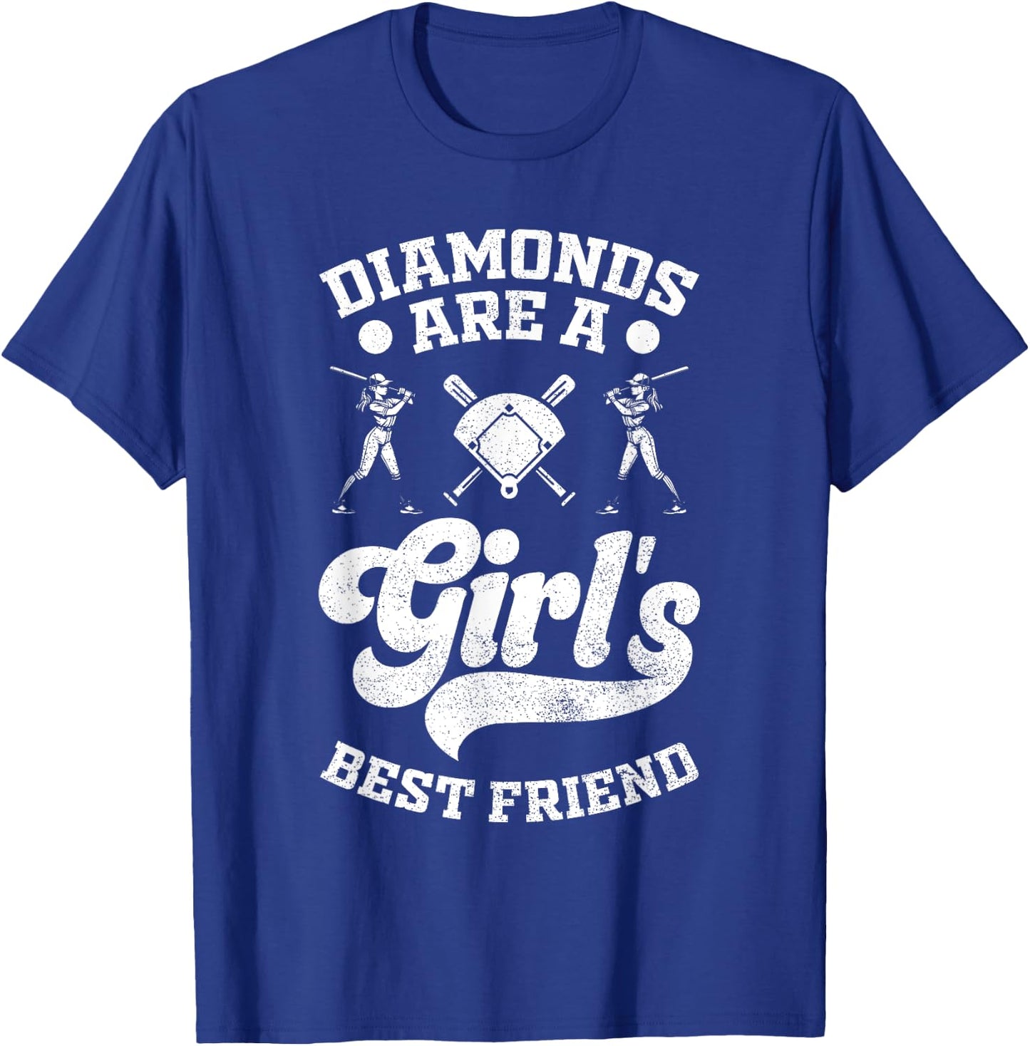 Diamonds Are A Girl's Best Friend Baseball Softball Girl T-Shirt - T-Shirt | Royal