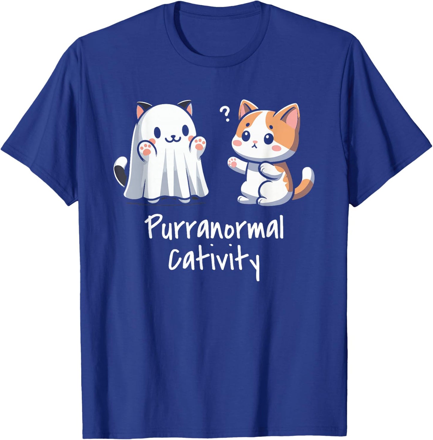 Purranormal Cativity Cat Paranormal Ghost Halloween T-Shirt - T-Shirt | Royal