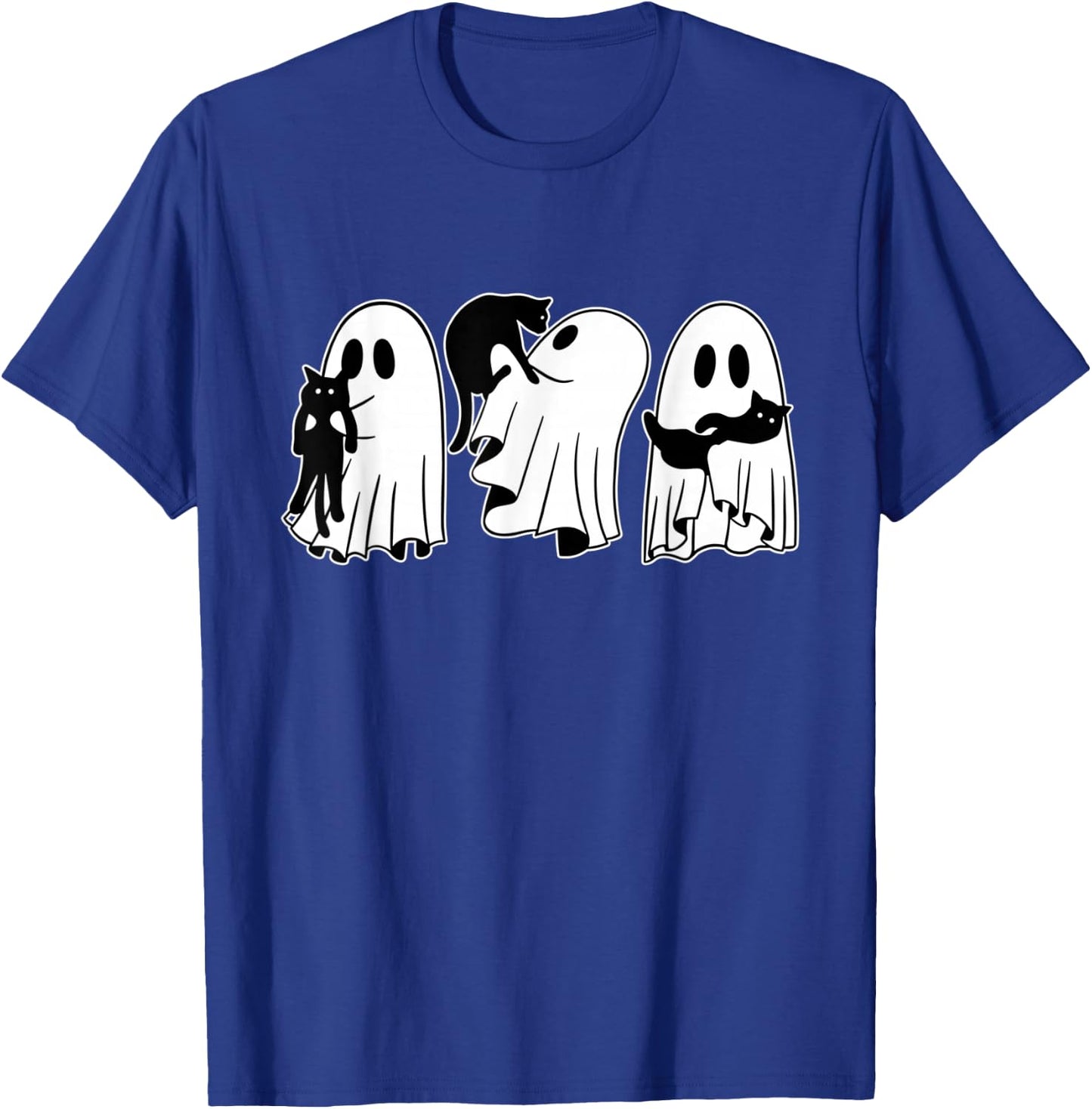 Ghost Holding Black Cat Funny Halloween Cat Lovers Women T-Shirt - T-Shirt | Royal