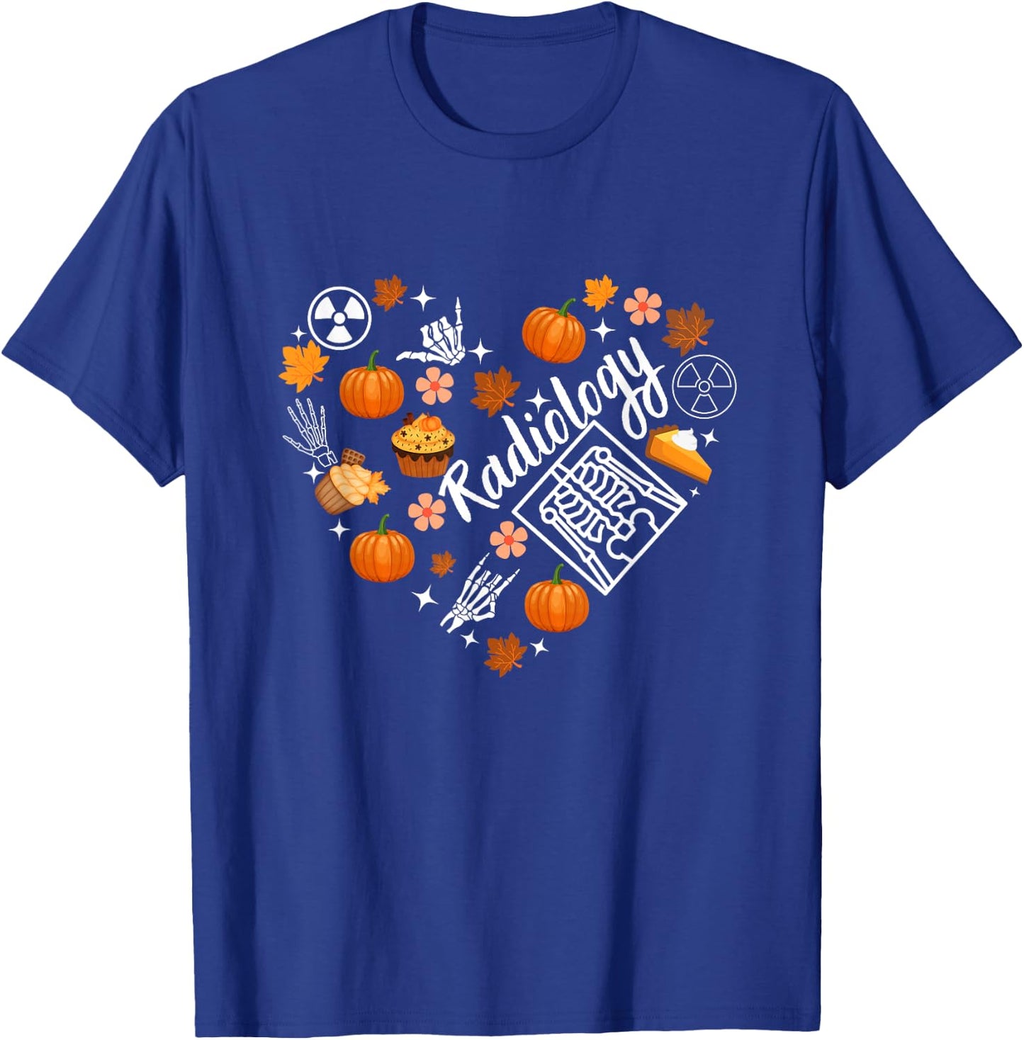 Radiology Fall Heart Xray Tech Autumn Pumpkin Thanksgiving T-Shirt - T-Shirt | Royal
