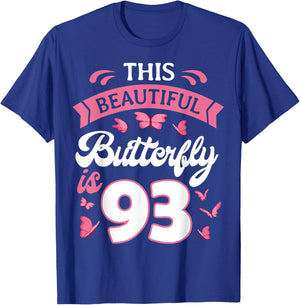 Butterfly 93rd Birthday Party Nature Garden Bug Entomologist T-Shirt - T-Shirt | Royal