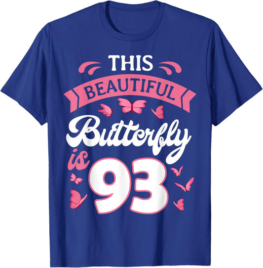 Butterfly 93rd Birthday Party Nature Garden Bug Entomologist T-Shirt - T-Shirt | Royal