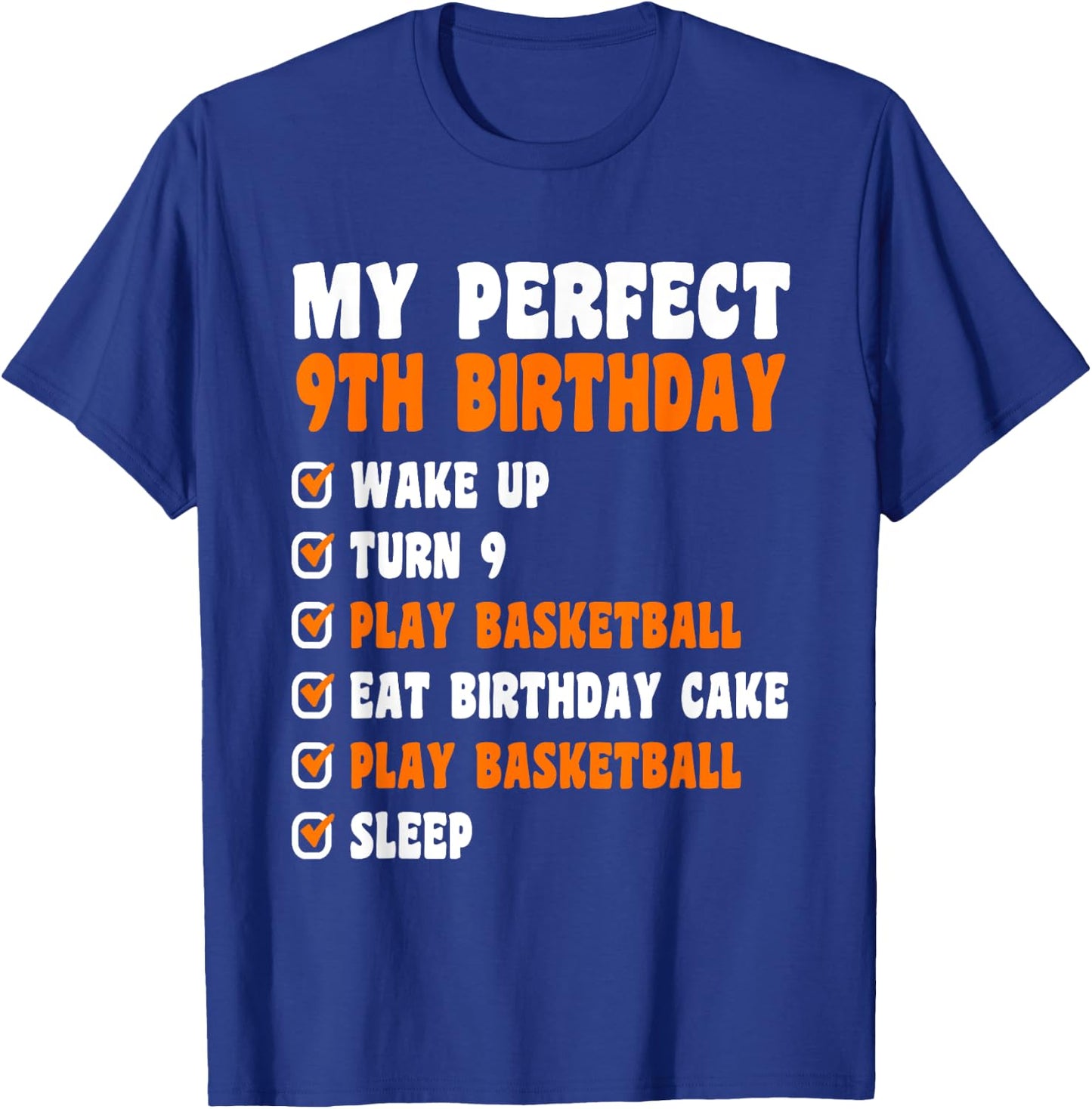 9 Years Old Perfect 9th Birthday Basketball 9th Birthday T-Shirt - T-Shirt | Royal