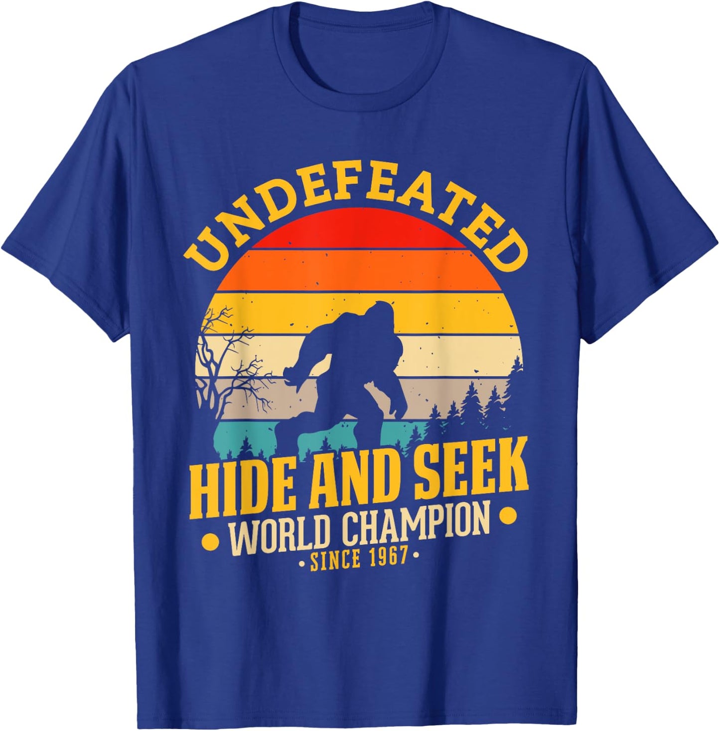 Vintage Bigfoot Undefeated Hide And Seek Champion T-Shirt - T-Shirt | Royal