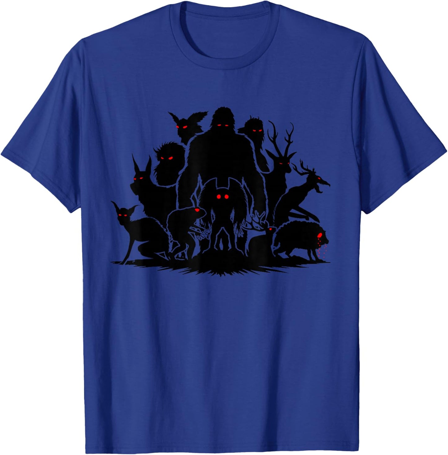 Funny Cryptid Monsters Bigfoot Mothman Wendigo Cryptozoology T-Shirt - T-Shirt | Royal