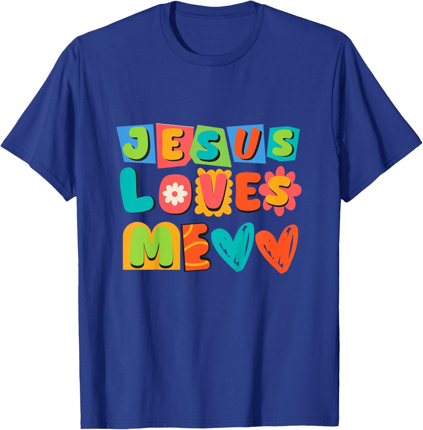 Groovy Jesus Loves Me Biblical Christian Church Retro Kids T-Shirt - T-Shirt | Royal