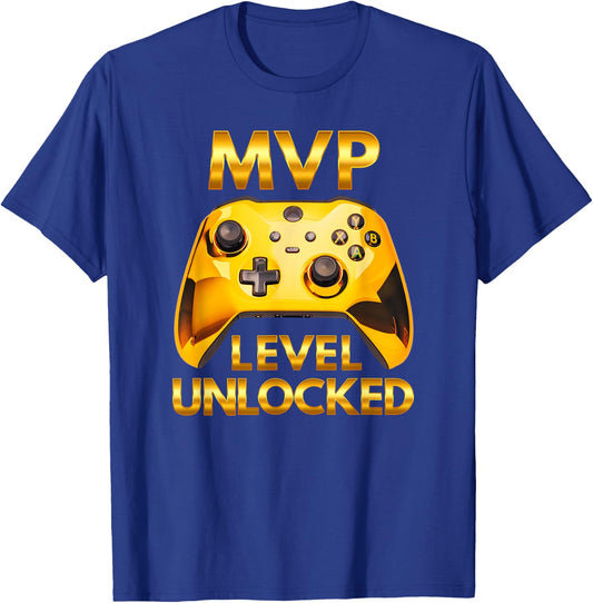 MVP Level Unlocked Video Game Player Gold Gaming Controller T-Shirt - T-Shirt | Royal