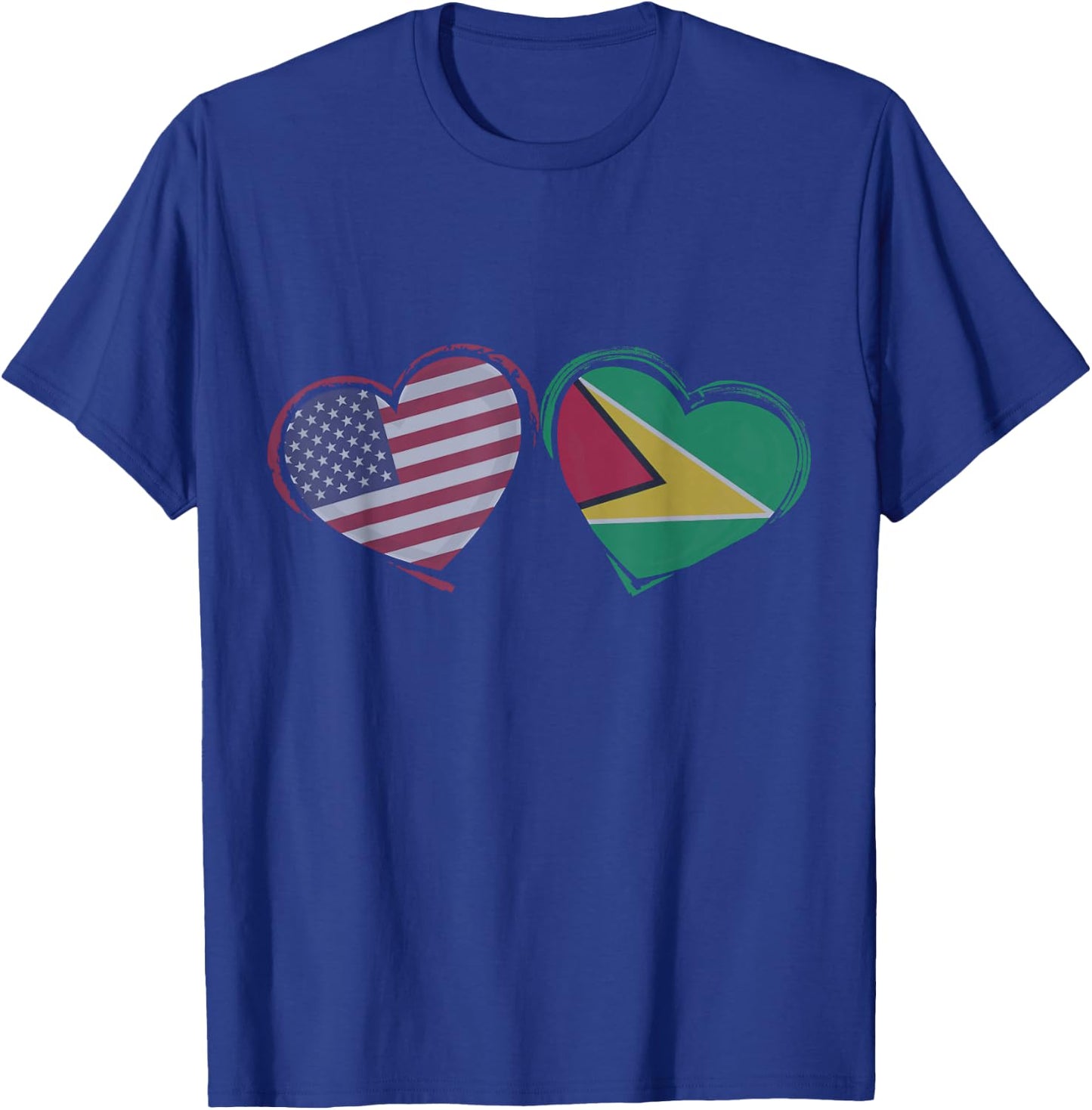 USA Guyana Flag Heart Valentines Day Guyanese American T-Shirt - T-Shirt | Royal
