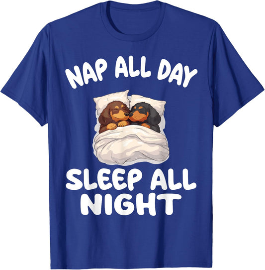 Cute Dachshund Nap All Day Sleep all Night Pajamas Nightgown T-Shirt - T-Shirt | Royal