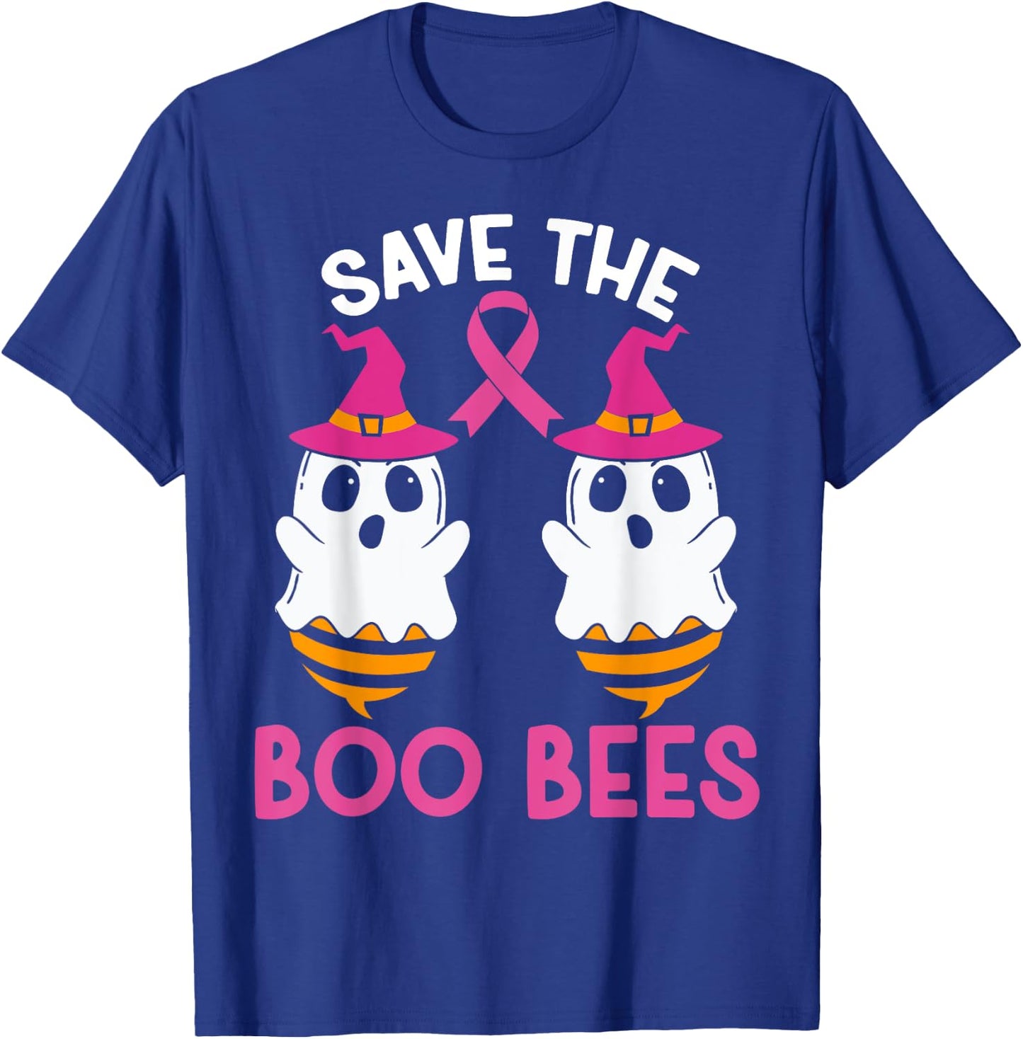 Save The Boobees Boo Bees Breast Cancer Awareness Halloween T-Shirt - T-Shirt | Royal