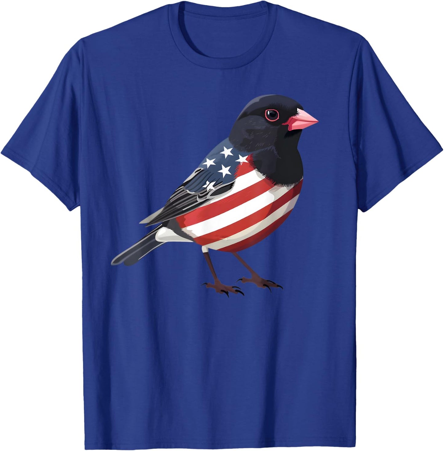 US Flag Dark Eyed Junco Patriotic Bird Face 4th Of July T-Shirt - T-Shirt | Royal