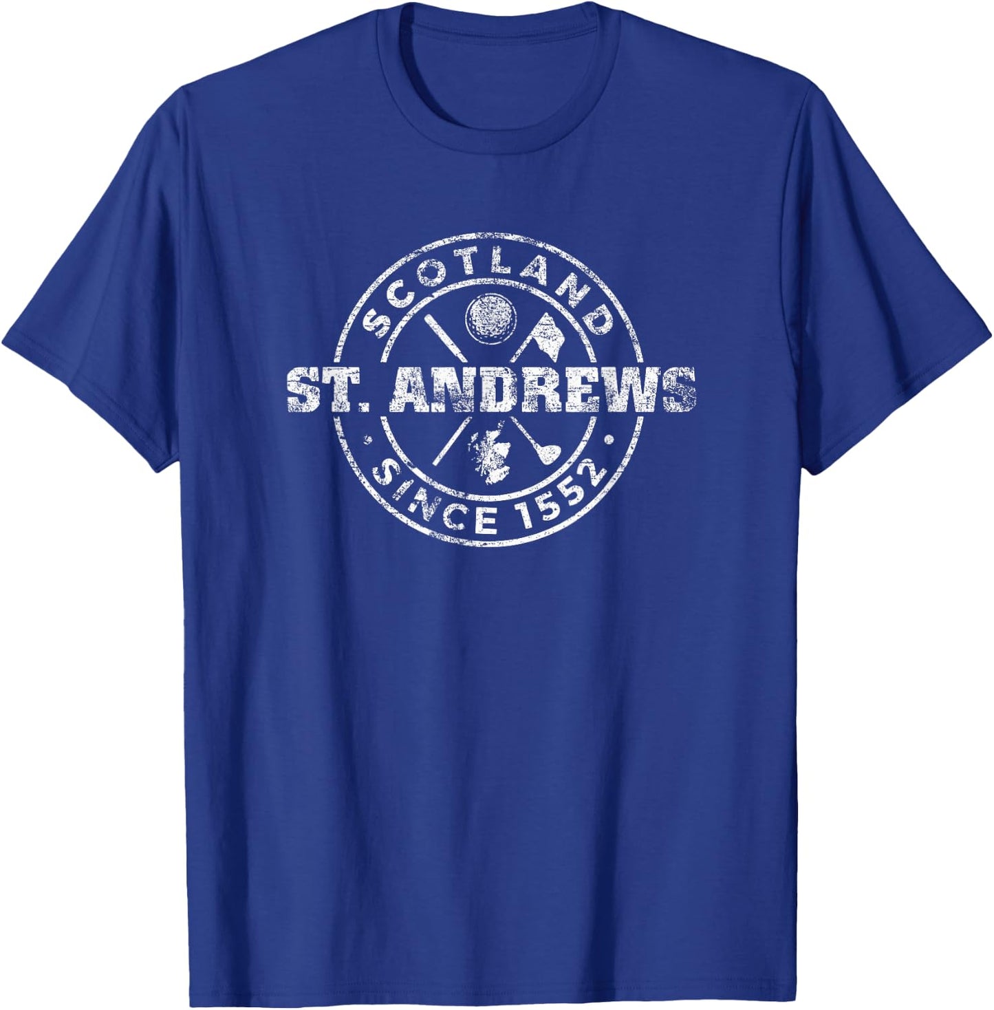 St. Andrews Scotland Golf 1552 Distressed , Small, Black T-Shirt - T-Shirt | Royal