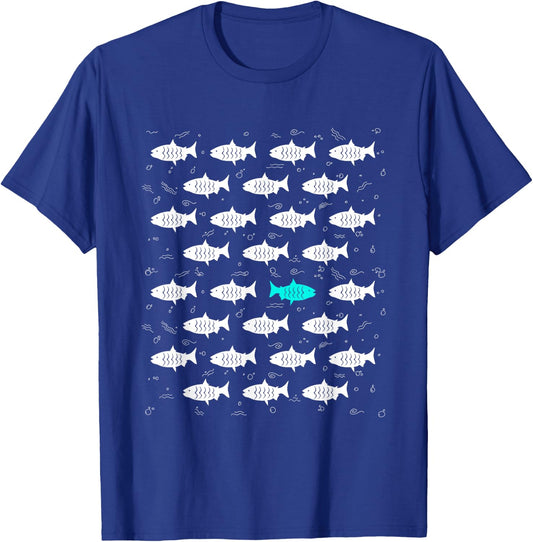 Fish Swimming Against the Ocean and against Current design T-Shirt - T-Shirt | Royal