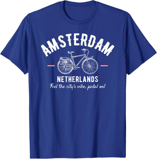 Vintage Bicycle Amsterdam Netherlands | Bike Lover T-Shirt - T-Shirt | Royal
