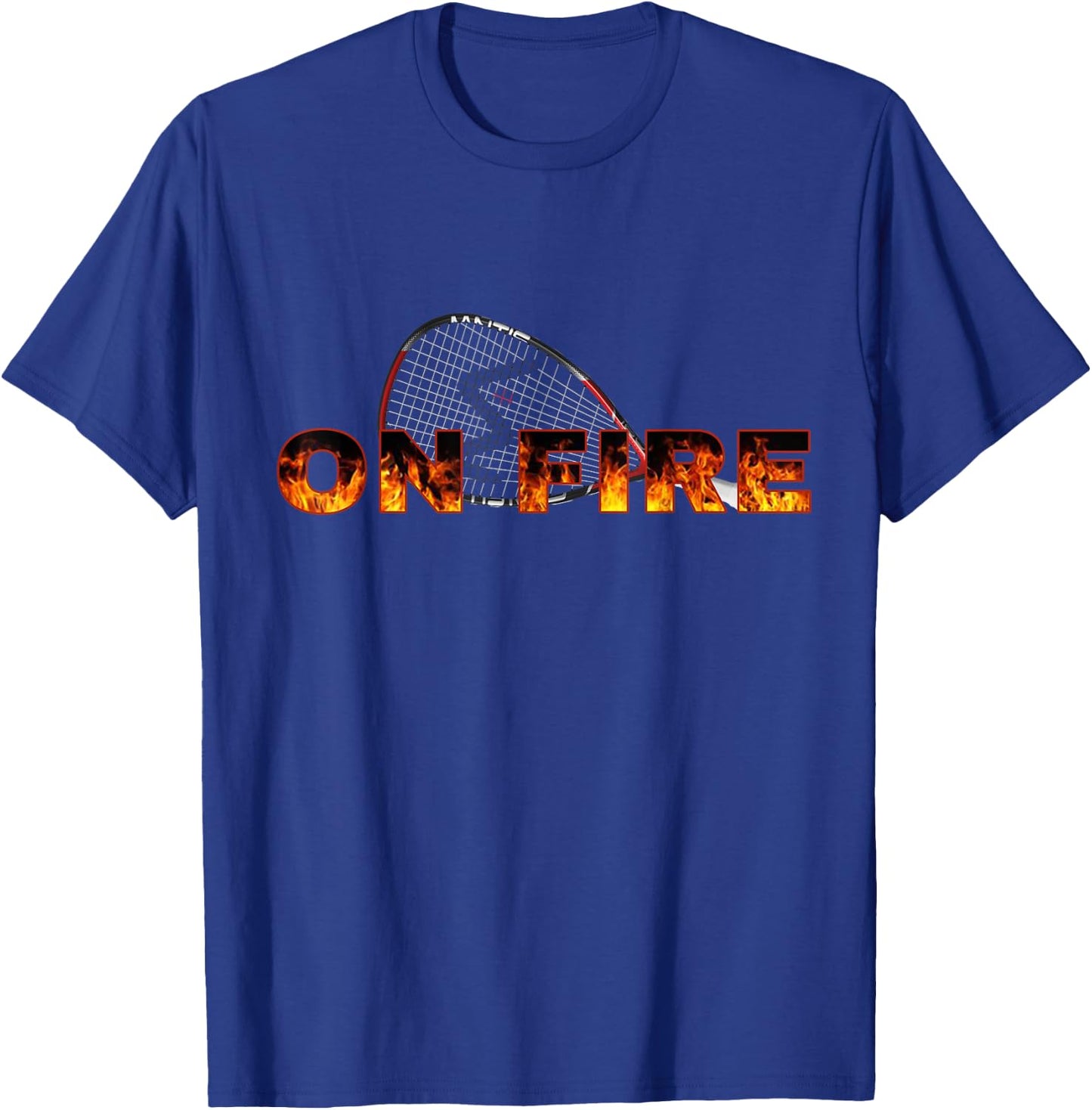 Racquetball Racquet On Fire with Flames Graphic Gear T-Shirt - T-Shirt | Royal