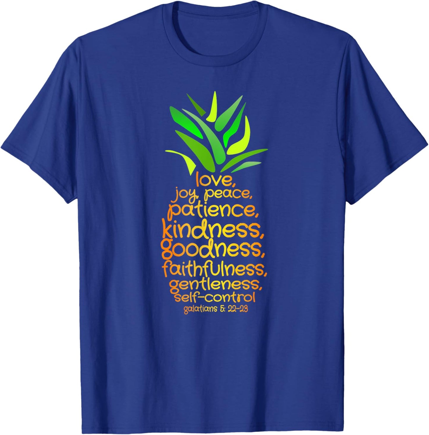 Pineapple Shirt Bible Fruit Of The Spirit Love Joy Peace T-Shirt - T-Shirt | Royal