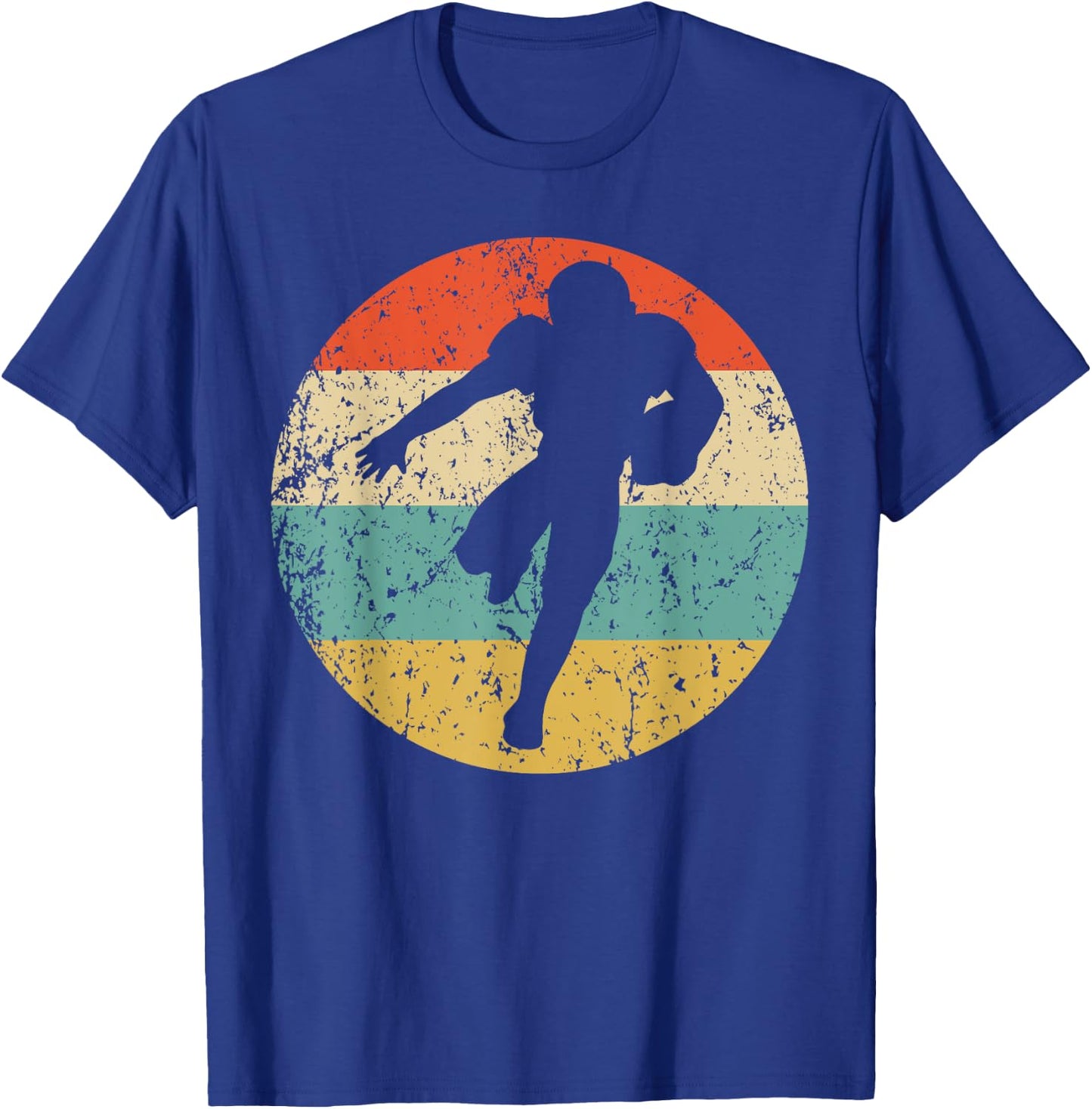 Football Player Running Back Silhouette Retro Sports T-Shirt - T-Shirt | Royal