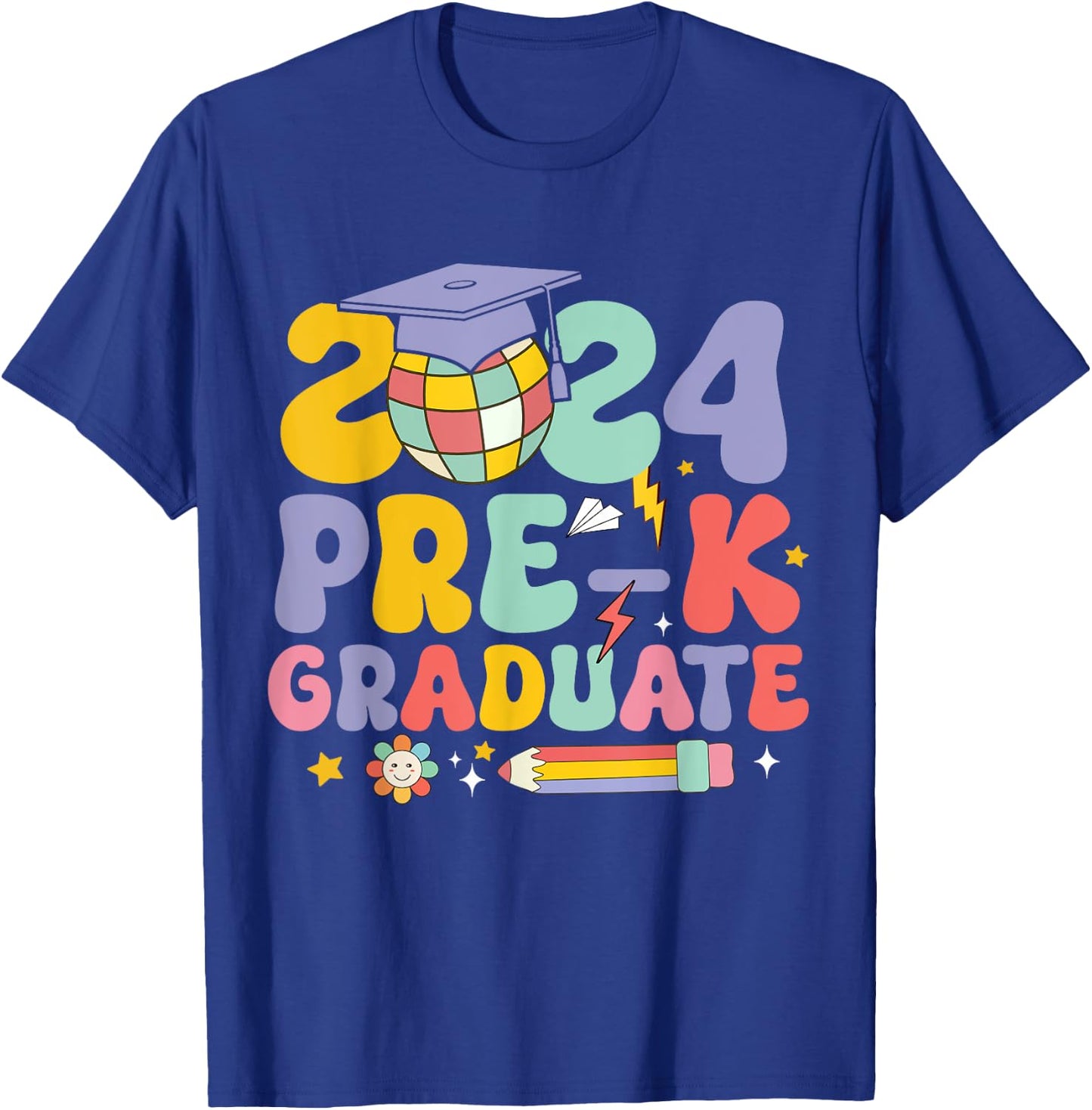 Groovy Preschool Graduation 2024 Pre-k Graduate for Girls T-Shirt - T-Shirt | Royal