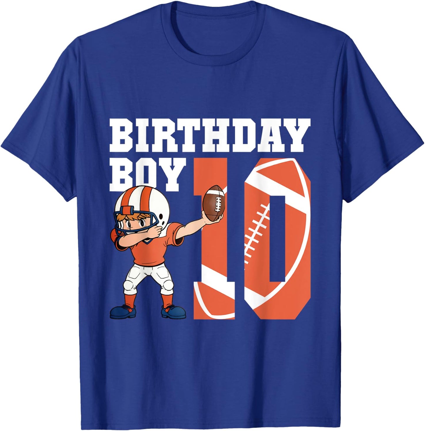 10th Birthday Boy Football Player Dabbing 10 Years Old T-Shirt - T-Shirt | Royal