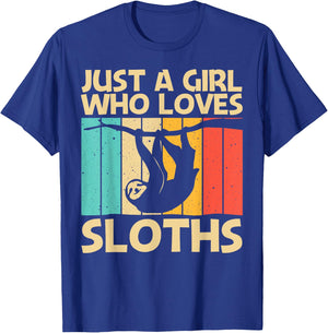 Funny Sloth Design For Girls Kids Lazy Sloth Animal Lovers T-Shirt - T-Shirt | Royal