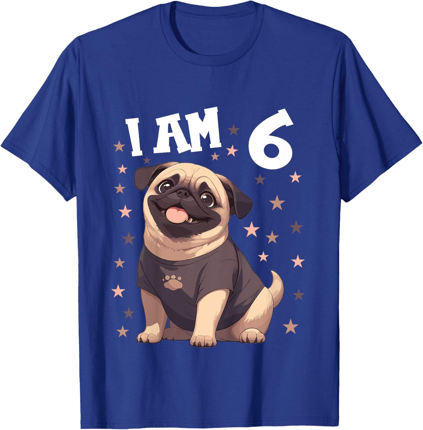 Kids 6 Years old 6th birthday Pugs Pug T-Shirt - T-Shirt | Royal
