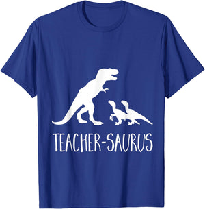 Teacher-Saurus Funny T-Rex & Raptor Animal School T Shirt Men Women Kids T-Shirt - T-Shirt | Royal