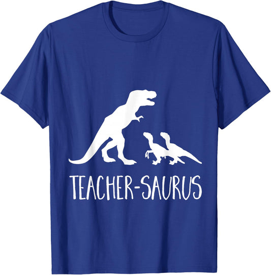 Teacher-Saurus Funny T-Rex & Raptor Animal School T Shirt Men Women Kids T-Shirt - T-Shirt | Royal
