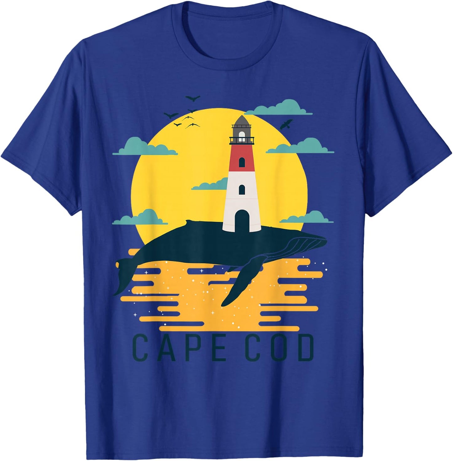 Cape Cod Nauset Lighthouse Vacation Sunset Whale Tourist T-Shirt - T-Shirt | Royal