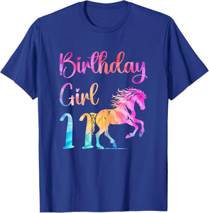 11th Birthday Horse 11 Year Old Girl Birthday Horse Lovers T-Shirt - T-Shirt | Royal