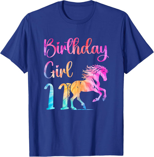 11th Birthday Horse 11 Year Old Girl Birthday Horse Lovers T-Shirt - T-Shirt | Royal