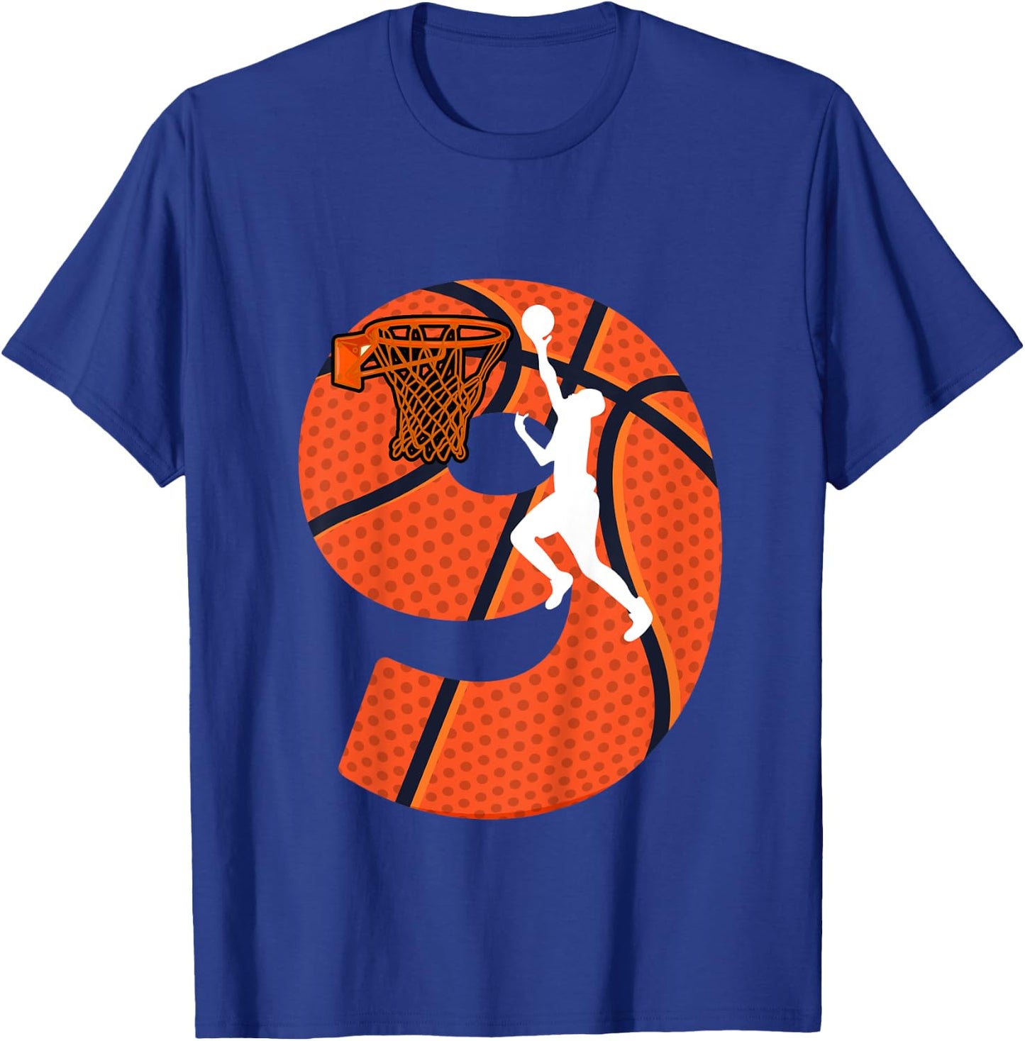 Kids 9 Year Old 9th Birthday Party Basketball Theme Boys Girls T-Shirt - T-Shirt | Royal