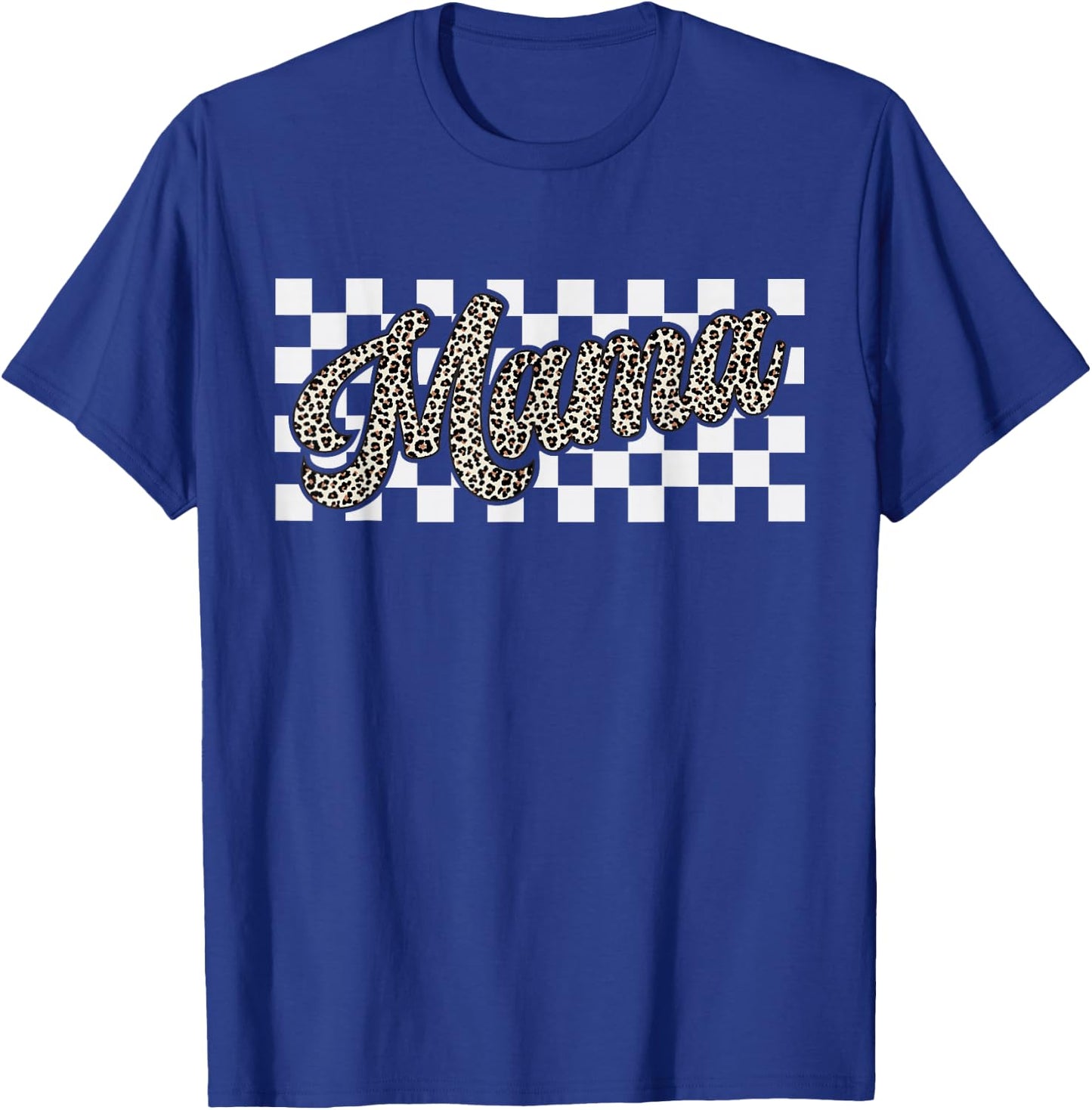 Retro Checkered Mama Leopard Print Mom Mother's Day Gifts T-Shirt - T-Shirt | Royal
