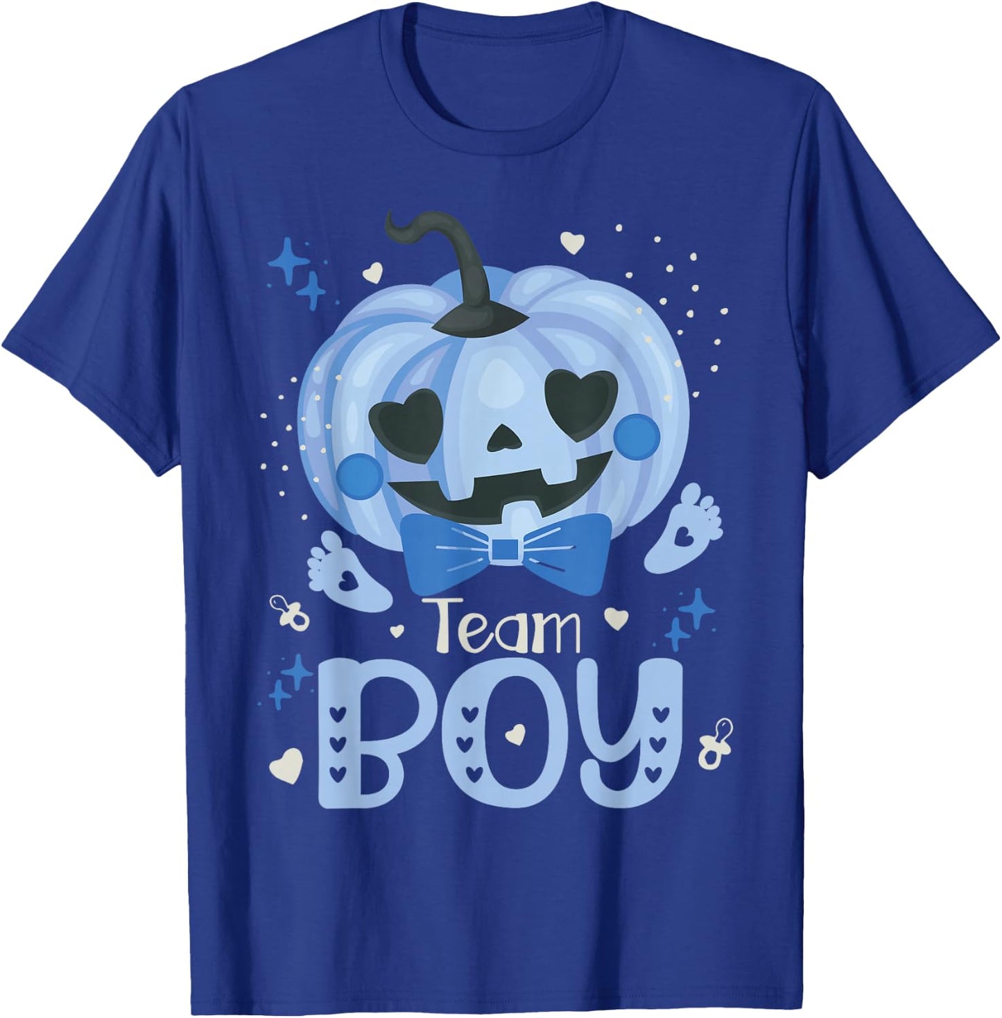 Team Boy Pumpkin Halloween Baby Gender Reveal Party Blue T-Shirt - T-Shirt | Royal