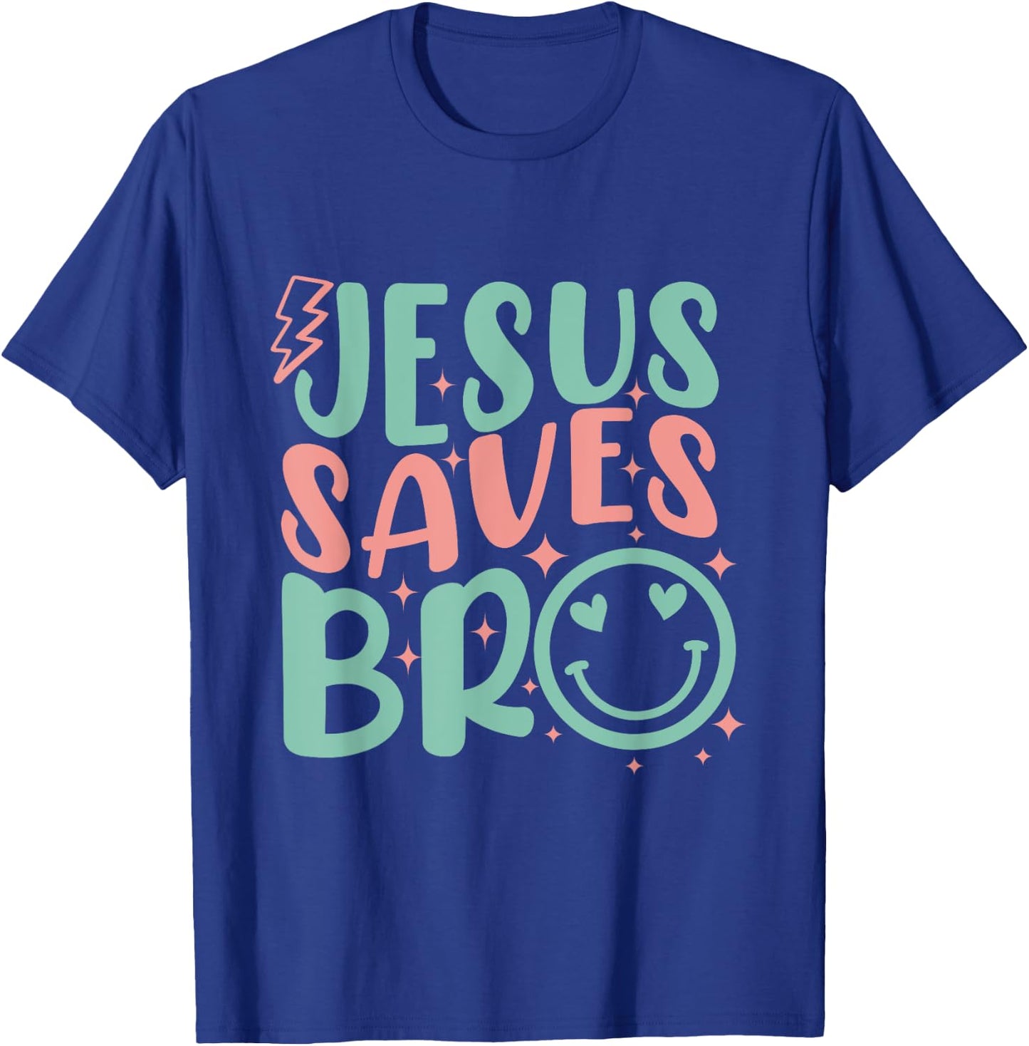 Jesus Saves Bro Retro Kids Christian Religious T-Shirt - T-Shirt | Royal