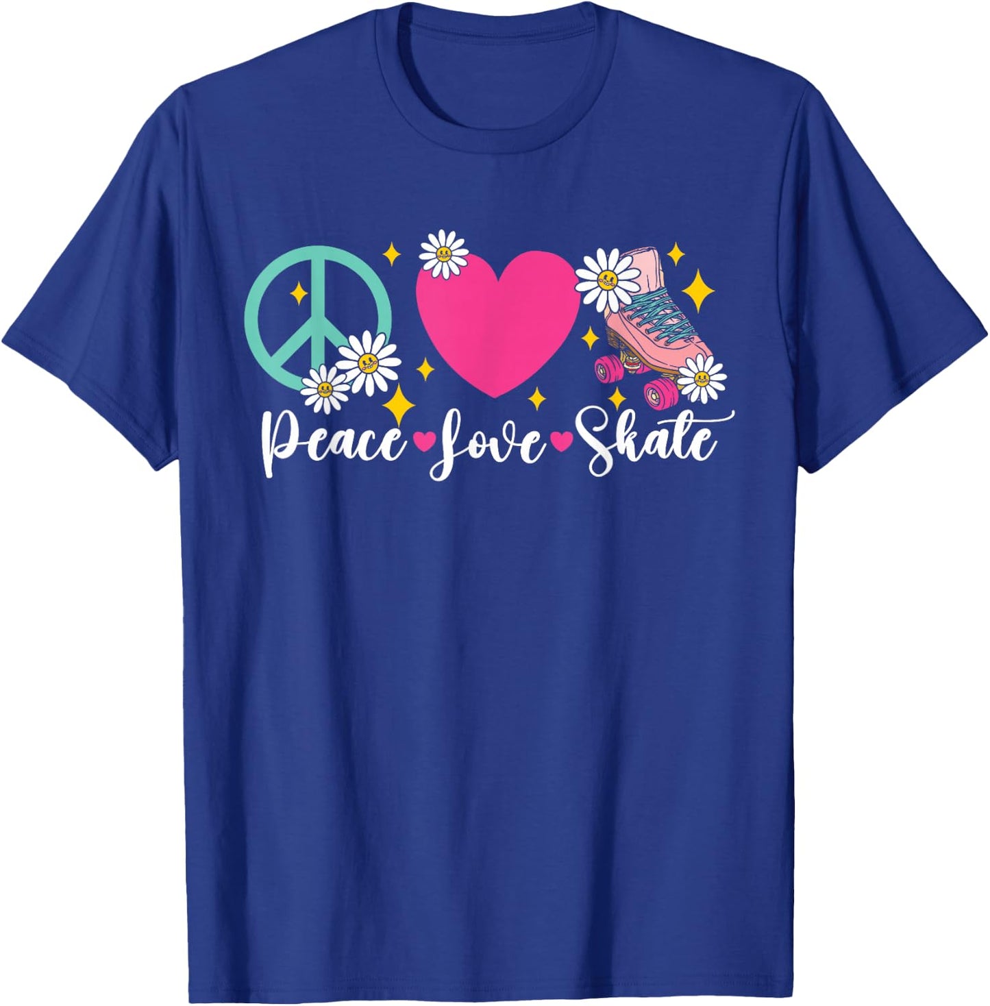 Cool Roller Skating Skate Girl Heart Peace Love Skate T-Shirt - T-Shirt | Royal